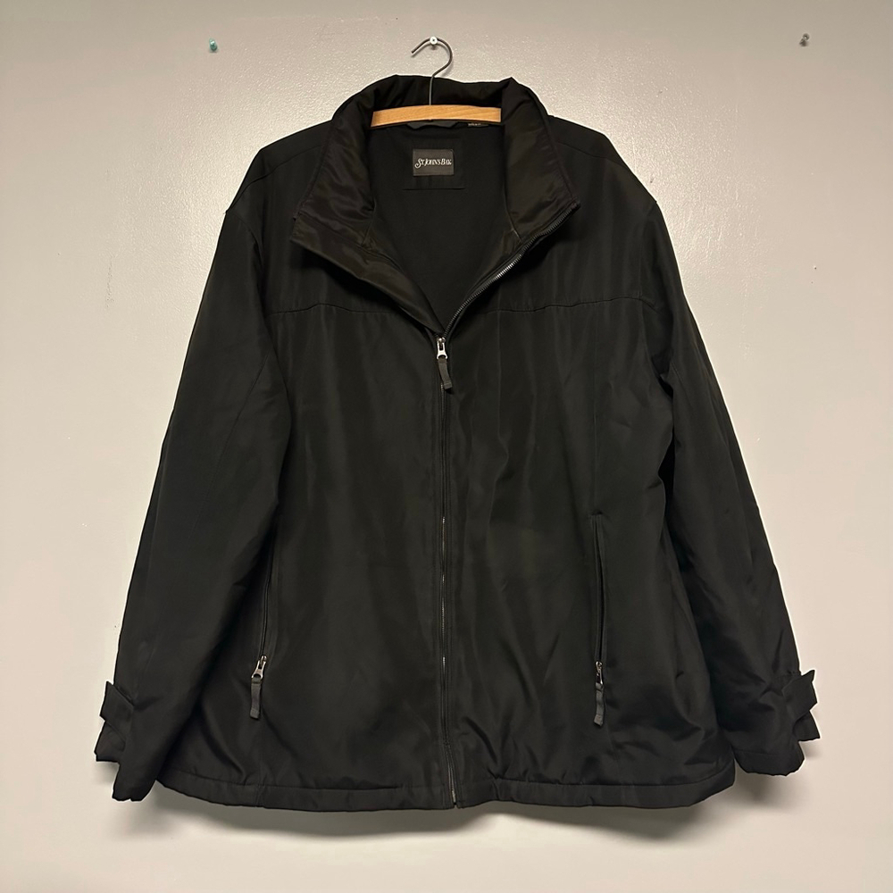 Men's St. John's Bay Black Full Zip Jacket size XXL fleece lined windbreaker
